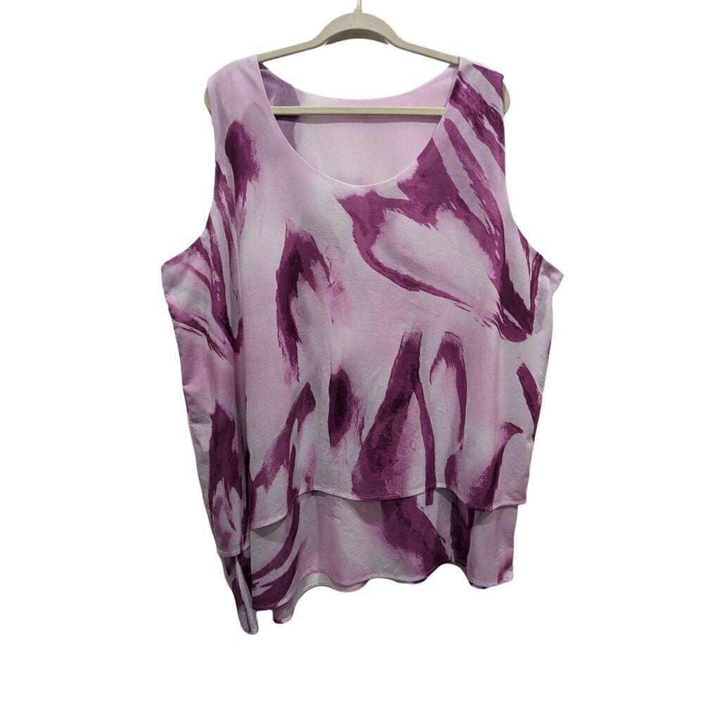 Lane Bryant Purple Swirl Double Layer Asymmetric Shell Cami Tunic Top, 22/24